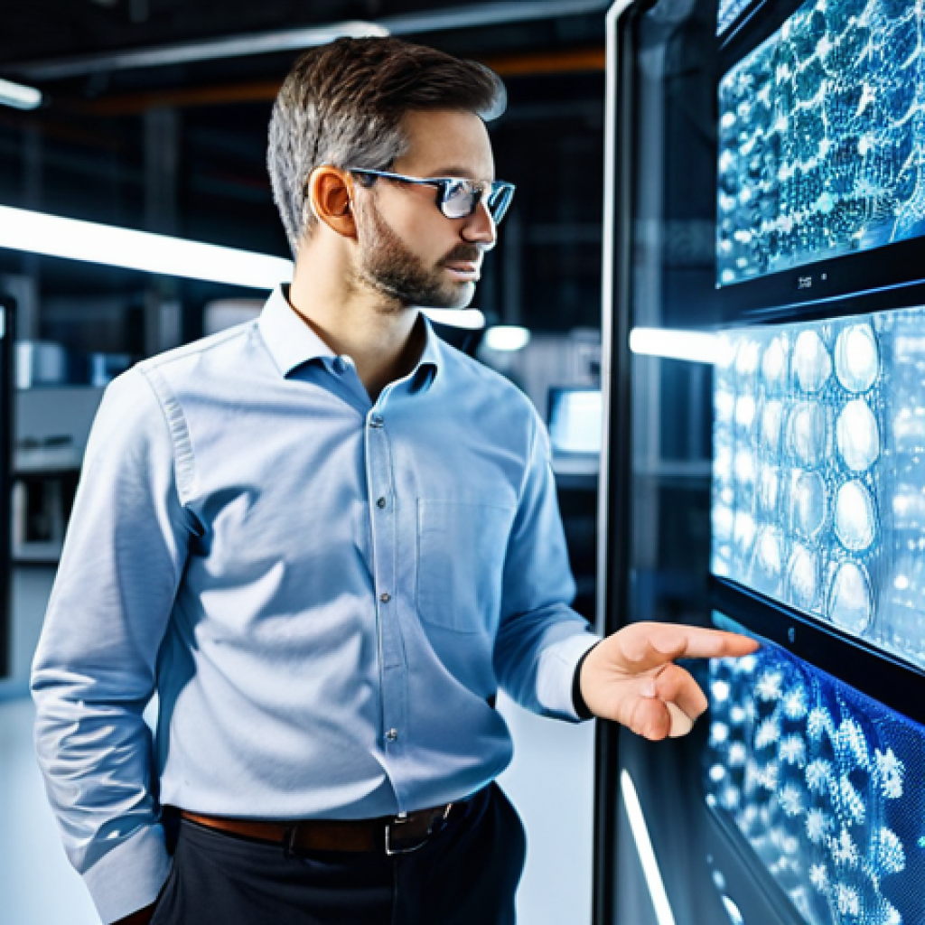 A focused male engineer, dressed in a professional business casual shirt, standing in a clean, modern high-tech engineering lab. He is interacting with a transparent holographic display showcasing intricate generative design algorithms and a topologically optimized mold structure with complex, organic cooling channels. The background features blurred industrial 3D printers and computational servers. The scene emphasizes innovation and precision in advanced manufacturing. fully clothed, modest clothing, appropriate attire, professional dress, safe for work, appropriate content, perfect anatomy, correct proportions, natural pose, well-formed hands, proper finger count, natural body proportions, professional photography, cinematic lighting, ultra detailed, high quality, family-friendly.