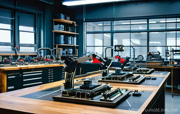 금형설계에서 금속 성형 공정 이해하기 - Here are three detailed image generation prompts in English, inspired by the provided text on metal ...