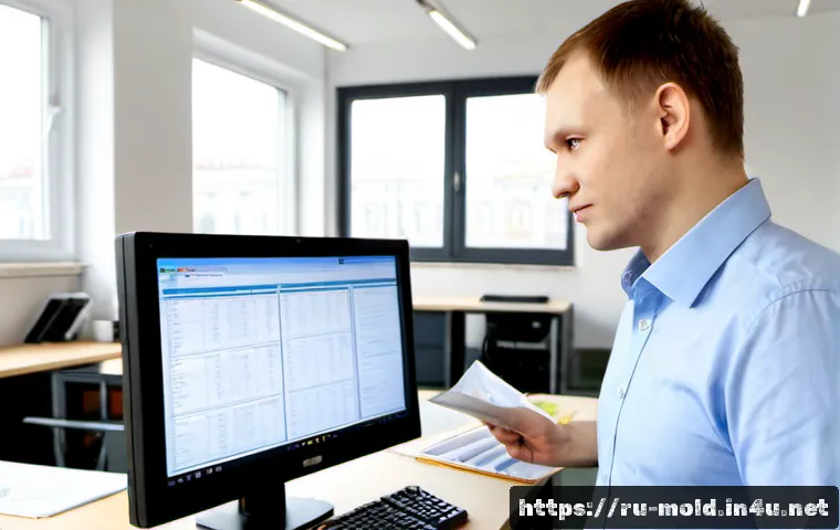 Home 15 금형설계 직무별 연봉 협상 팁 - Photorealistic Russian mold design engineer in a neat Moscow manufacturing office, calmly reviewing ...