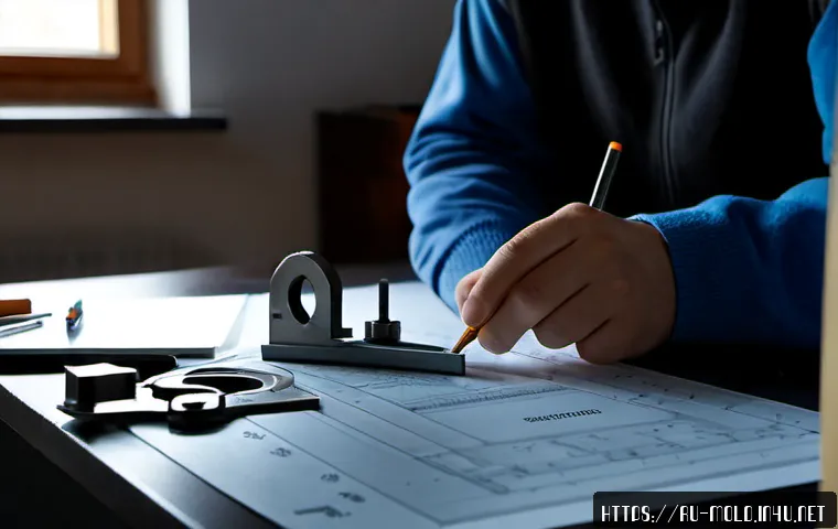 금형설계기능사 필기 시험 꿀팁 - Photorealistic study scene for a Russian vocational technical exam, focused adult trainee at a clean...
